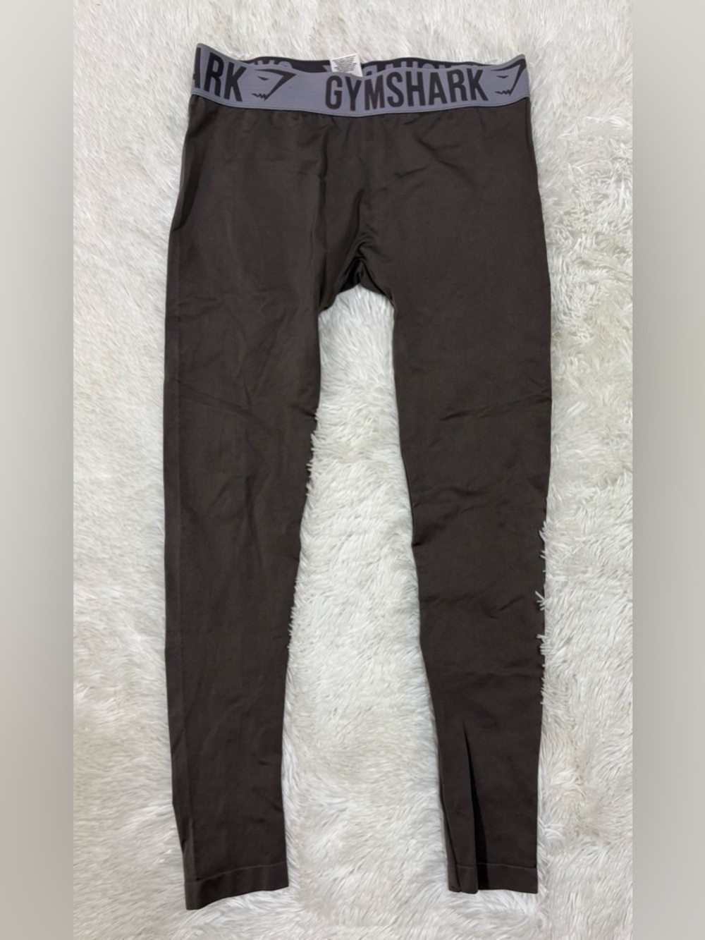 Gymshark Dark Brown Leggings with Gray Waistband